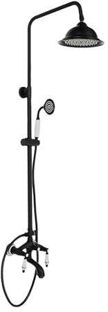 Duschsystem, Retro-Duschsystem Kopfbrause Duschgarnitur Mit 1.5M Schlauch, Duscharmatur Schwarz Wandmontage Drei Wasseraustrittsmodi FüR Zuhause, Hotel, Fitnessstudio