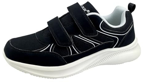 Dvina Herren Sneaker Klettverschluss Sportschuhe Freizeitschuhe Leicht Turnschuhe Neu Schwarz Weiß 44