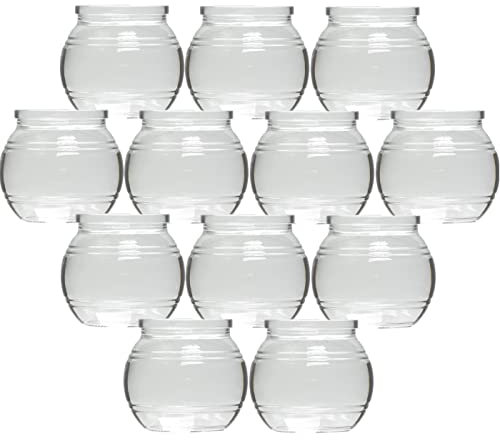 gouveo 12er Set Teelichtgläser Kugel - Teelichthalter 8 x 7 cm - Windlicht kugelförmig für Garten, Terrasse, Balkon - Kugel-Glas für Dessert - Deko Hochzeit, Geburtstag, Feier