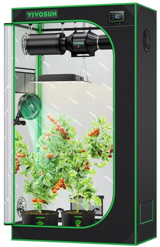VIVOSUN Small Grow Tent 90x50x160cm Grow Tent Mini with Highly Reflective Mylar Sealed Floor Design, Ventilation Window and Cable Entry Hole for Aerogarden Hydroponic Growing System