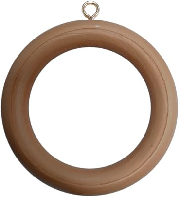 Merriway BH05959 (10 Pcs) Wooden Curtain Drapery Pole Rod Rings with Screw Eye, Inner Diameter 45 mm (1.3/4 Inch) Outer Diameter 70 mm (2.3/4 Inch), Dark Brown - Pack of 10 Pieces