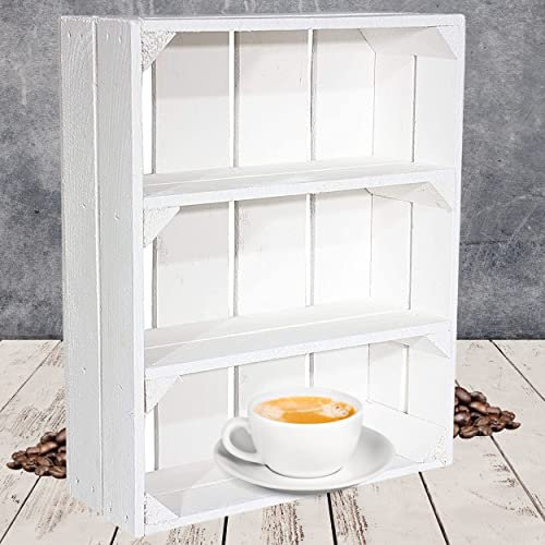 Vintage Möbel 24 GmbH Regalkiste Flach mit 3 Fächern Shabby Chic Serie 50x40,5x16cm