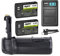 ayex Batteriegriff Passend für Canon EOS 70D 80D 90D + 2X LP-E6N Akku + USB Dual Ladegerät Akkugriff optimal zum fotografieren im Hochformat