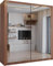 SLIDING WARDROBE 4U Double Mirror Sliding Door Wardrobe with LED LIGHT 90/120/150/180/203 (Walnut, 150cm)