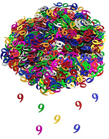 Oblique Unique® Konfetti Zahl 9 Bunt 9. Geburtstag Jubiläum Deko Streudeko Tischdeko Zahlenkonfetti 800 Stück