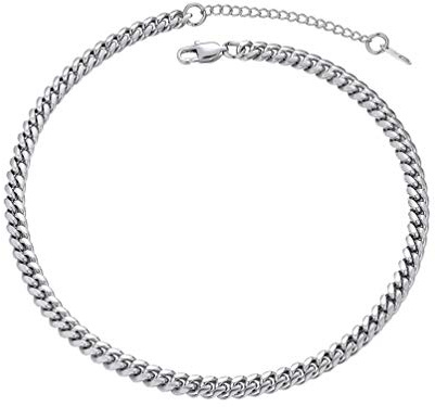 PROSTEEL Herren Halskette Edelstahl massiv Panzerkette Wasserfest Kette | 6mm Kubanische Gliederkette für Alltag, hochwertig Halskette Silber,36cm lang für Damen