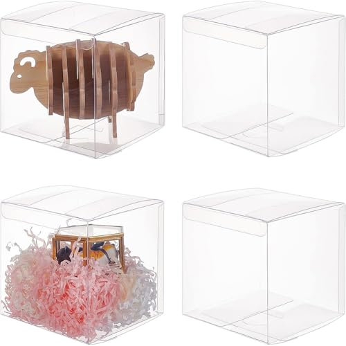 BENECREAT 10 Stück 12x12x12 cm Klare PVC Würfel Geschenkboxen mit Schutzfilm - Hochzeitsbevorzugung, Valentinstag, Muttertag, Geburtstag, Partydekoration