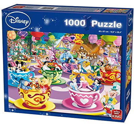 King 55887 Pcs Jigsaw Mad Tea Cups Disney All Other Puzzle-Teetassen, 68 x 49 cm, 1000 Teile, Blau Karton