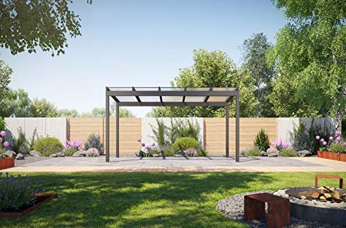 Rexin REXOfree Alu Überdachung, freistehende Überdachung aus Aluminium 5m x 3m (Anthrazit)