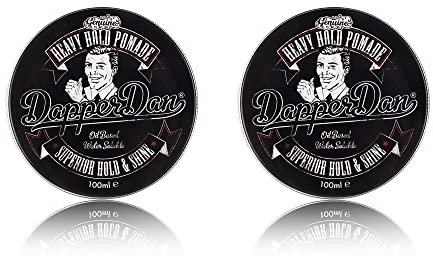 Dapper Dan Ölbasis Pomade Heavy Hold Pomade für Männer, pomade auf öl basis für starken Halt und hohen Glanz für Männer, auf Ölbasis, Lakritz- und Vanilleduft, 2 x 100 ml
