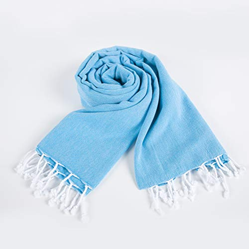 AYSIBOO Strandtuch aus 100% Baumwolle 165 x 95 cm I tradionelles Hamamtuch I Saunatuch I Ideal f?r Sauna Strand Fitness Yoga Sport Hamam I Pestemal Fouta Towel - t?rkis Uni