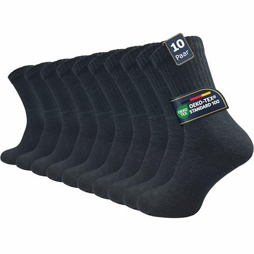GAWILO Chaussettes Militaires et de Chasse pour Homme et Femme (10 Paires) - de Travail Avec Pied en Tissu Éponge Renforcé - de Loisirs Avec Ceinture Confortable