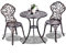 GOPLUS Ensemble de Bistrot pour Jardin de 3 Pièces en Fonte Aluminium avec 2 Chaises et 1 Table Ronde et Terasse, Ensemble Table et Chaise en Métal (Feuille en Bronze)