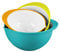 Colourful 3PC Plastic Mixing Bowls Set with Pouring Spout & Non-Skid Base: 3.8L, 2.8L & 1.9L - Style 2