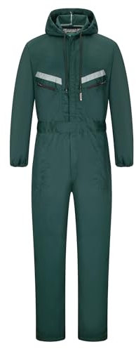 Yukirtiq Uomo Incappucciato Tuta da Lavoro Multitasche in Poliestere e Cotone Tuta da Lavoro con Elastico Salopette da Lavoro Uniforme con Tasche, Verde, XS