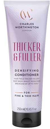 Charles Worthington Thicker and Fuller Densifying Conditioner, Hair Thickening Conditioner for Fine Hair, Hair Thickening Products for Women and Men, Salon Hair Repair, 250ml