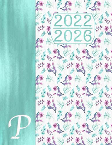 Initiale P – 2022 - 2026 Planer für 5 Jahre – Boho Monogramm Floral: Vorname mit P Geschenk I Adressbuch I Notizen I Bucket List I Jahres- & Monatsplaner I Wochenplaner I Kreatives Schreiben