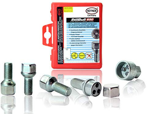 HEYNER Wheel Locking Nuts M12x1.25 Fits Jeep Cherokee 2014-onwards Set 4 Locks Alloys Antitheft Protection Bolts BFF/AH4