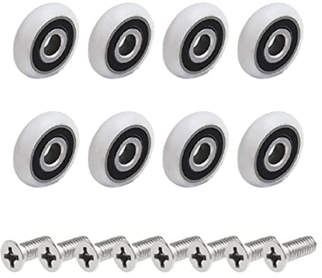 DAZZLEEX Shower Door Rollers,8Pcs Replacement Shower Door Roller Runner Wheels 19mm Wheel Diameter