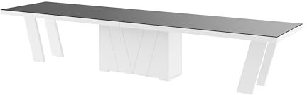 Design Esstisch HEG-111 Schwarz Hochglanz/Weiß Hochglanz ausziehbar XXL 160 cm bis 412 cm Esszimmertisch für 16 Personen Kitchentable Funktionstisch Ausziehtisch Esszimmer Tisch Esszimmermöbel