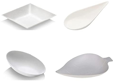 MAQA 100 pz Ciotoline aperitivo usa e getta monoporzioni finger food vassoio aperitivo in polpa di cellulosa FOGLIA