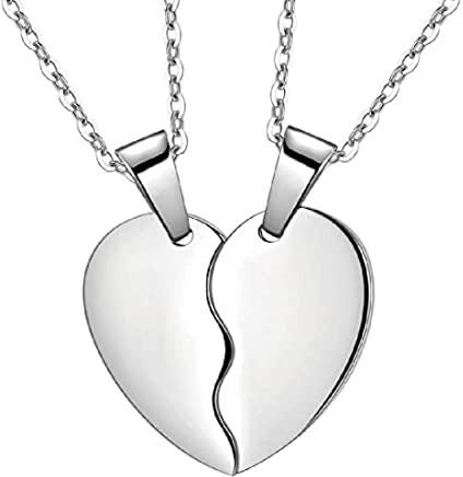 ARHZ 2 pièces collier coeur brisé collier coeur magnétique, colliers bff, collier pour couples avec aimants en cœur, puzzle de colliers magnétiques pour couples