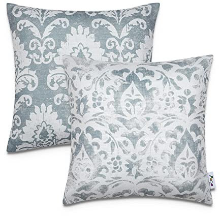 Paco Home 2er Set Kissenbezug 45x45 Dekokissen Kopfkissen Kissenhülle Wetterfest Mehrfarbig Zierkissenbezug Outdoor, Farbe:Grau, Sets:2pcs-Set