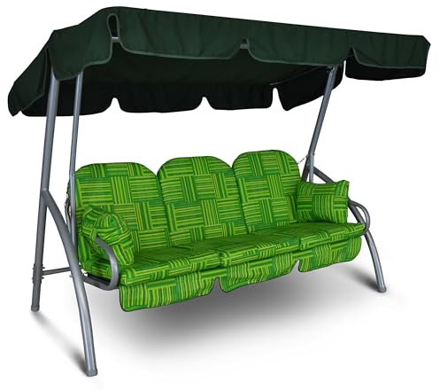 ANGERER Hollywoodschaukel Deluxe hellgrün Gemustert | Gartenschaukel Made in Germany, Schaukel zum Sitzen und Entspannen, einfache Montage