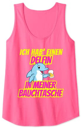 Damen Delfin in meiner Bauchtasche Party Outfit Sommer Mallorca Tank Top