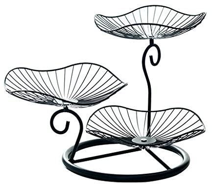 OUSIKA Ciotola for cesto di frutta Piatto for ciotola di frutta in metallo creativo - Supporto for vassoio di frutta a 3 livelli Cesto di frutta in ferro battuto Piatto di frutta da appoggio Decorativ