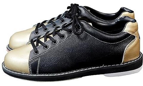 NGARY Men's Leather Bowls Shoes Lightweight Breathable Bowling Trainers Non-Slip Sneakers for Indoor Outdoor,Black,5.5 UK