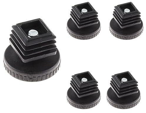 SQXBK 4PCS Einstellbare Kunststoff Vierkantrohr Mutter Stecker 25x25 Schwarz Höhe Nivellierfüße Quadratischer Einsatz Möbel Nivellierlehre