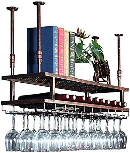 Weinregal zur Wandmontage, einfacher Stil, hängendes Weinglasregal aus Eisen, Deckendekorationsregal für Bars, Restaurants, Küchen/Flaschenhalter, Glasregal/schwebendes Weinregal/Han, 120 x