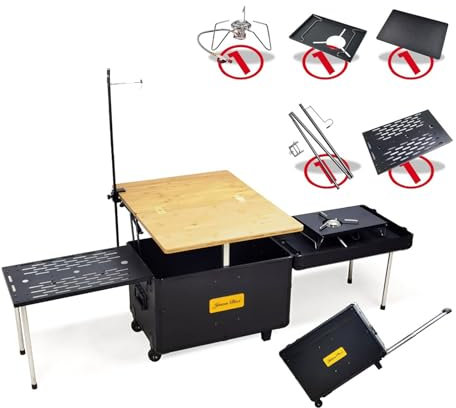 Campingküche Faltbar Outdoor Küche Mit Herd Camping Box Mit Rollen Camping Set Campingtisch für Strand, Picknick, Camping, Reisen (Size : Standard Version)