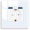 JIMEIDA Toma de cristal con USB 20W en color blanco de empotrar, 1 compartimento Tomas de 16A con 2 USB A máx.2,1A, 86 * 86mm, 250V