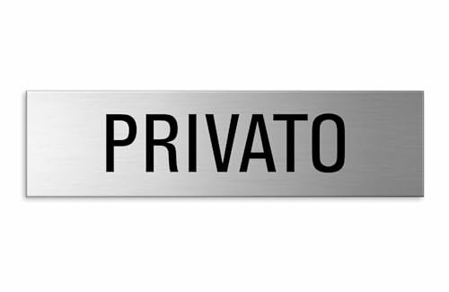 Targa Privato Cartello adhesivo in Alluminio 150x40 mm Ottica acciaio inossidabile