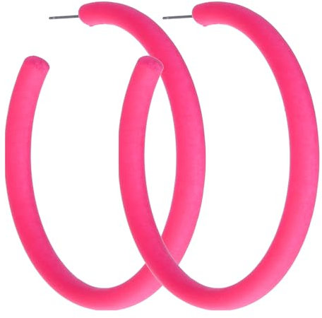 Orecchini al Neon Donna a Cerchio Grandi Colorati Retrò Anni '80 Aperti in Acrilico di Tendenza Rotondi per Anni '90 Feste Accessori (Rosa)