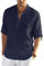 COOFANDY Men's Linen Henley Shirt Cotton Summer Long Sleeve Hippie Casual Beach T Shirts M