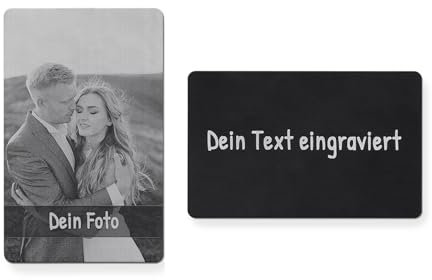 SOMEDA® Personalisierte Metallkarte für Geldbeutel/Foto und handschriftlicher Text eingraviert/Geschenk und Erinnerung/Made in Germany (Bild | Text)