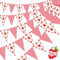 JOYMEMO 5 Stück Erdbeer-Wimpel-Banner – vorbespannte Erdbeer-Dreieck-Flagge, Party-Dekorationen für Mädchen, Beeren-Themen-Geburtstagsparty, Babyparty-Zubehör