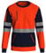 NOROZE High Visibility Long Sleeve Hi Vis Jumper - Crew Neck Fleece Hi Viz Sweatshirt Reflective Tape Safety - Mens Security Workwear Tshirt Top Nvy-Org/2XL