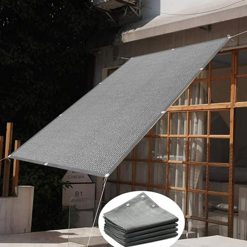 Filet Brise Vue 1.6 x 3.4 m Protection Solaire, Coupe-Vent, Tissu HDPE Toile d'Ombrage Rideaux Multi Couleur et Taille pour Jardin,Extérieur Terrasse, Gris