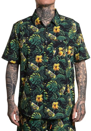 Sullen Clothing Hemd Beer Garden Tattoo Tropisch Hawaii Shirt, Größe:L