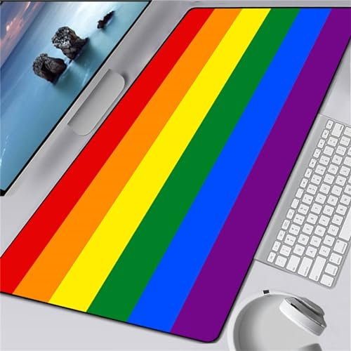 Mauspad XXL, 600x400x3mm Große Rot Gelb Lila Gaming Mauspad, rutschfest Schreibtischunterlage, Waschbares Mousepad mit Vernähte Kanten für Gamer PC Maus und Tastatur