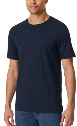 Schiesser Herren Schlafshirt Kurzarm Rundhals Bio-Baumwolle-Mix + Relax Pyjamaoberteil, Nachtblau_182179, 52