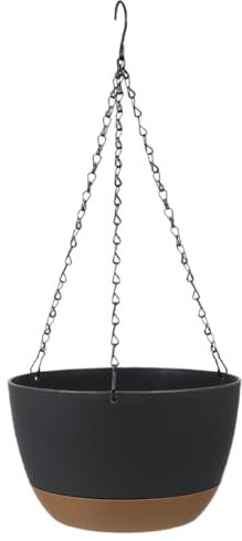 Milisten Jardinières Suspendues en Plastique Pot De Fleurs Suspendu avec Trou De Drainage Panier Suspendu Rond avec Plateau Amovible pour Plantes Jardin Maison Patio Décor Gris Foncé