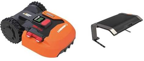 WORX - Pack Duo LANDROID - 400 m² - Robot Tondeuse connecté sans Fil Vision - WR184E + Extra [Garage de Protection]