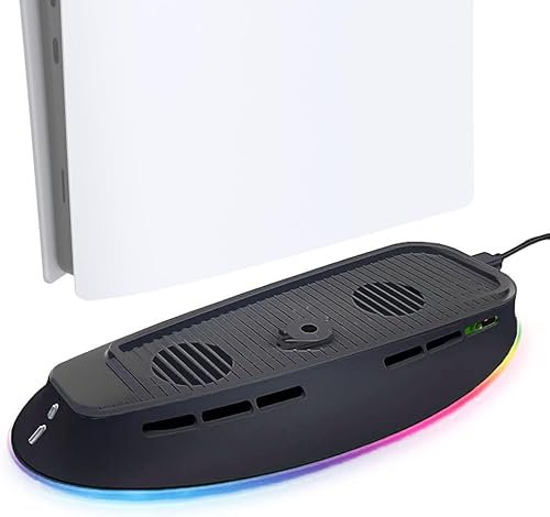 GODT GAME RGB Fan Cooling Stand Base for PlayStation 5 & PS5 SLIM PS5 Pro Console - Button Control and Rhythm/Sound Strobe