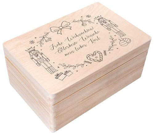 Creative Deco Weihnachtsgeschenke Personalisierte Holzkiste - Nussknacker | Wunschtext Weihnachten Geschenke | Dein Eigener Wünsche Text Individuelle Geschenk | Weihnachtsdeko Für Frauen, Männer