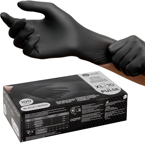 B-well PULSE 100x Box Nitrilhandschuhe, Einweghandschuhe, Einmalhandschuhe, Untersuchungshandschuhe, Nitril Handschuhe, puderfrei, ohne Latex, unsteril, latexfrei, disposible gloves (M, 100, stück)